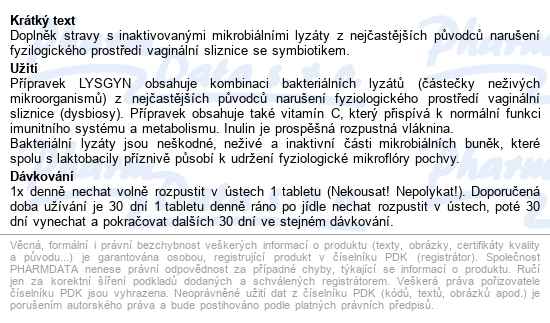 Lysgyn+d-manoza Tbl.30 - popis