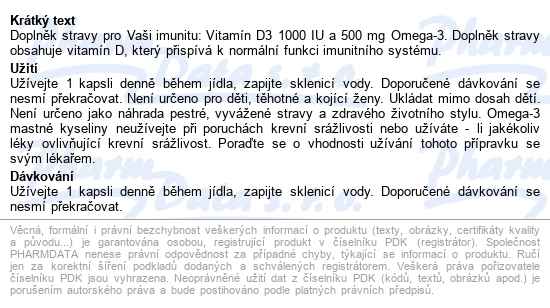 Vitamín D3 1000 Iu+omega-3 Cps.60 - popis