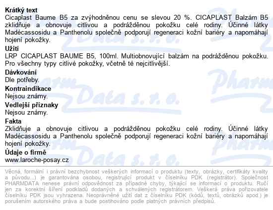 La Roche-posay Cicaplast B5 Balzám 100ml Promo - popis