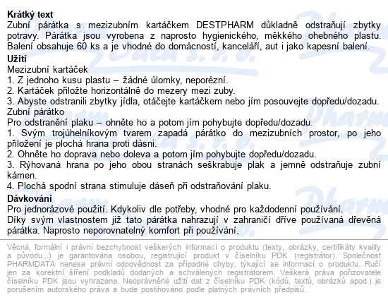 Destpharm Zubní Párátka S Mezizub.kartáčkem 60ks - popis