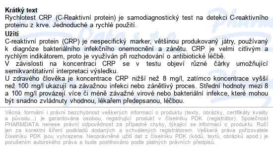 Vitamin Station Rychlotest Crp C-reaktivní Protein - popis