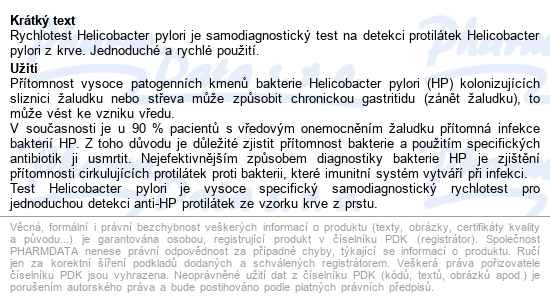 Vitamin Station Rychlotest Helicobacter Pylori - popis