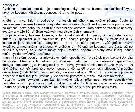 Vitamin Station Rychlotest Lymská Borelióza - popis