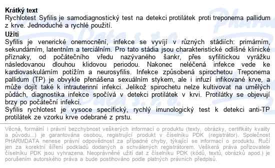 Vitamin Station Rychlotest Syfilis - popis