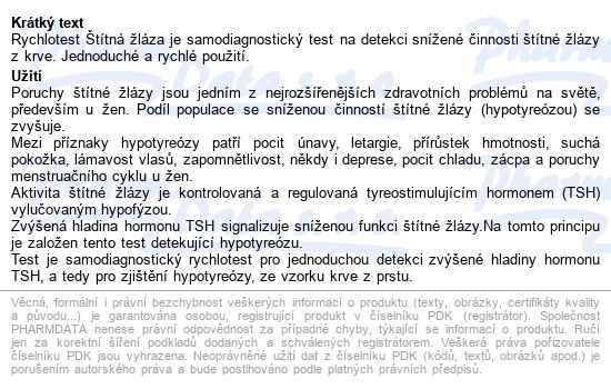 Vitamin Station Rychlotest štítná žláza - popis
