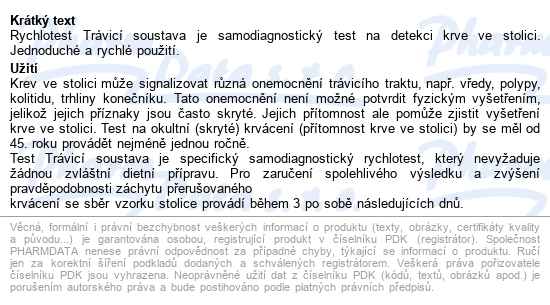 Vitamin Station Rychlotest Trávicí Soustava - popis