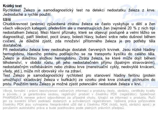 Vitamin Station Rychlotest železo - popis