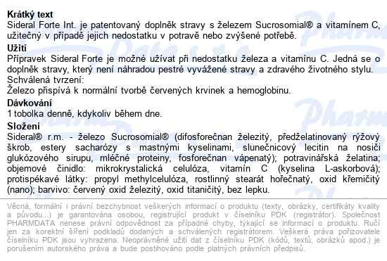 Sideral Forte 30 Tobolek - popis