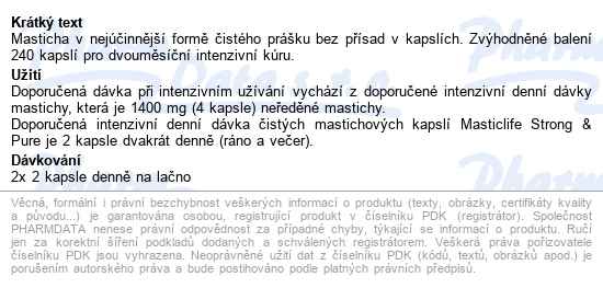 Masticlife Chios Masticha 240 kapslí - popis