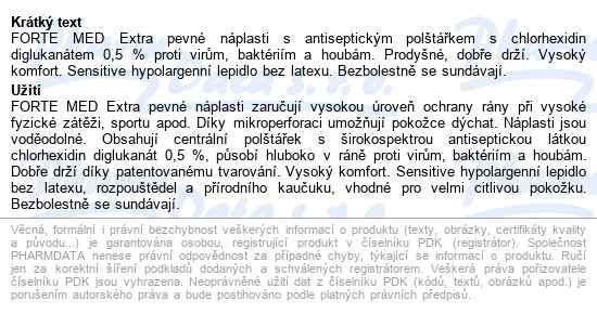 Forte Med Náplasti Pevné Voděodolné 40 Ks 5 Vel. - popis
