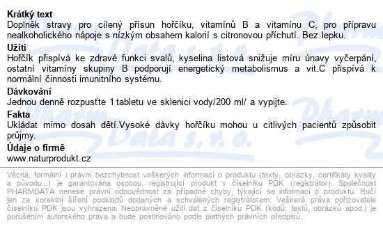 Additiva Horčík 375mg+b-komplex+vit.c šum.tbl.2x10 - popis