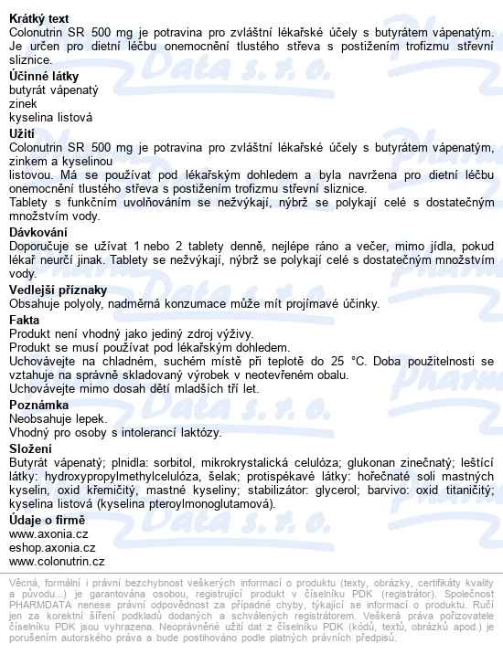 Colonutrin Sr 500mg Tbl.30 - popis
