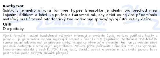 Tommee Tippee Breast-like dudlík 6-18m 2ks - popis