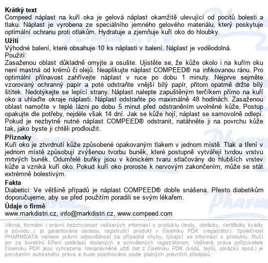 Compeed Náplast Na Kuří Oka 10ks - popis