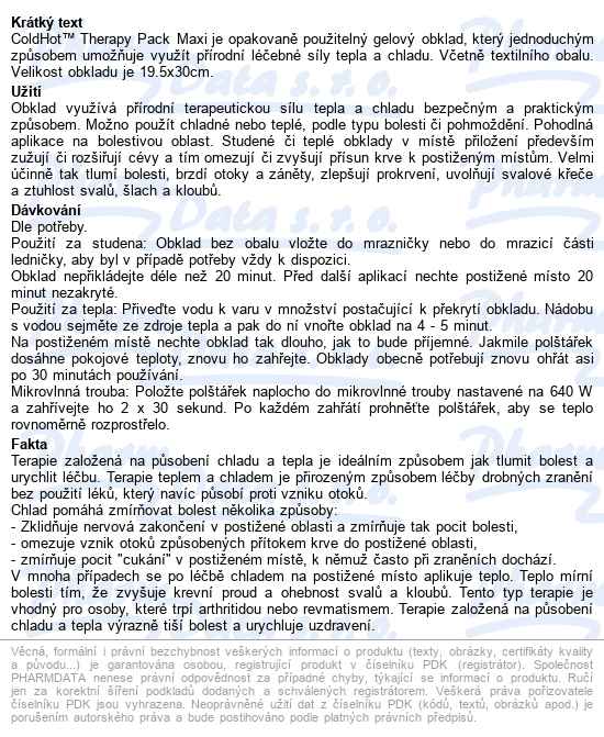 3m Nexcare Coldhot Therapy Pack Maxi 19.5x30cm - popis