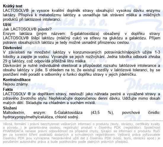 Lactosolv Tbl.30 - popis