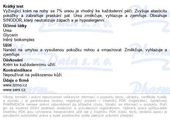 Seni Care Vyživující Krém Na Nohy 7% Urea 100ml - popis