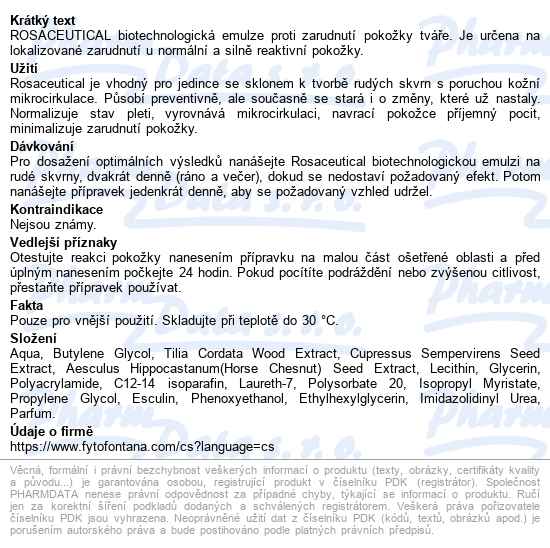 Fc Rosaceutical Emulze Proti Zčervenání Pok.50ml - popis