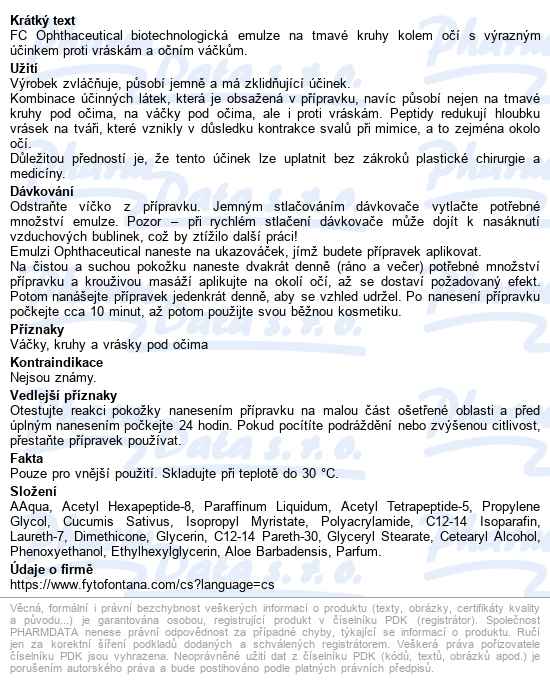 Fc Ophthaceutical Emulze Na Kruhy Pod Očima 15ml - popis