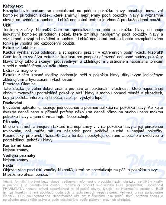 Nizoral Care Tonicum 100ml - popis