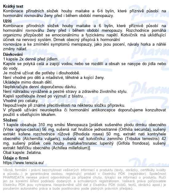 Terezia Menopauza Cps.60 - popis