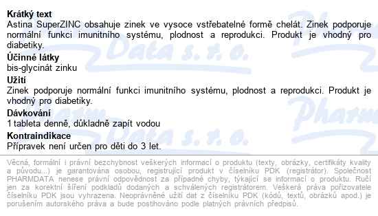 Astina Superzinc Chelát Tbl. 90 - popis