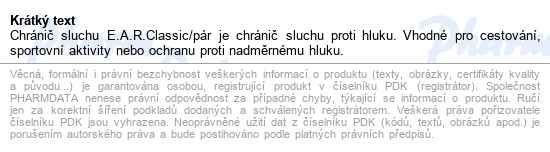 Chránič Sluchu E.a.r.classic 1pár - popis