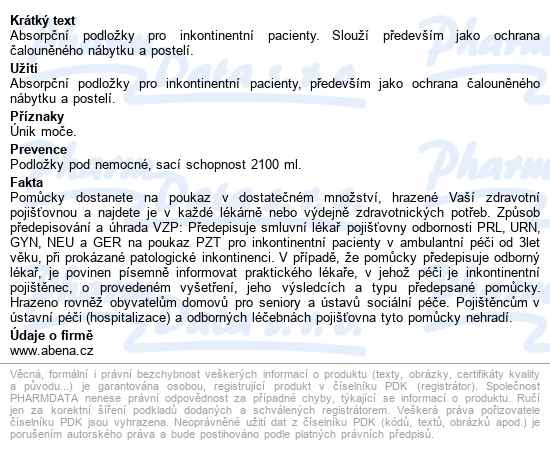 Abri Soft Classic podložky absorpční, 60x90cm, 2100ml, 25ks - popis