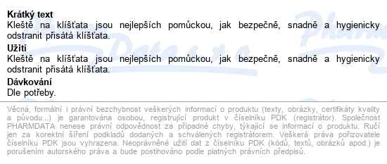 Kleště Na Odstraňování Klíšťat - popis
