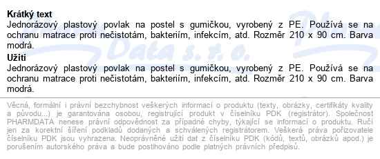 Povlak Pvc Na Lůžko 10ks - popis