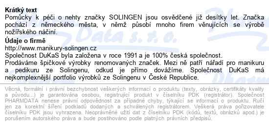 Solingen 186 Pinzeta Rovná - popis