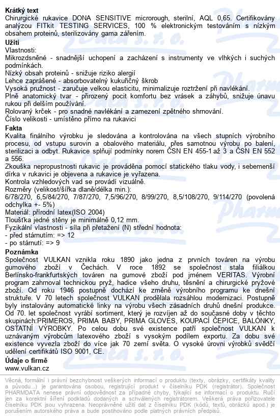 Dona Sensitive Ruka.oper.steril.prašné Vel.7.5/pár - popis