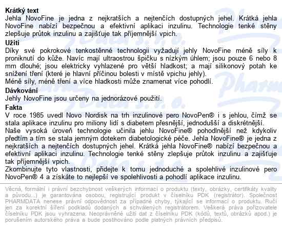 Jehly Novofine pro inz.pera novopen a innovo vel.0,3x8mm/30g,100k - popis
