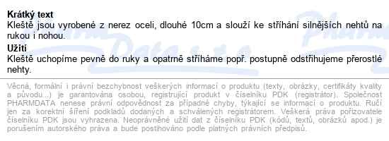 Kleště Na Nehty Malé 100mm Si-05 - popis
