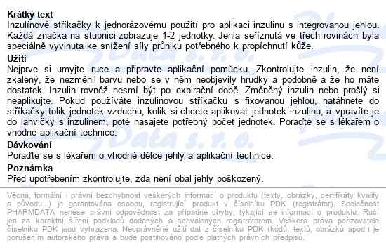 Bd Micro-fine Plus Sterilní Inzulínové Stříkačky 1ml u-100 s integrovanou jehlou 29gx12,7mm/100ks - popis