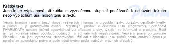 Janette Stříkačka Výplachová Balená 150ml - popis