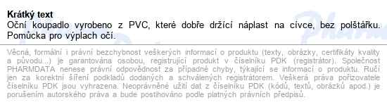 Oční Koupadlo Pvc - popis