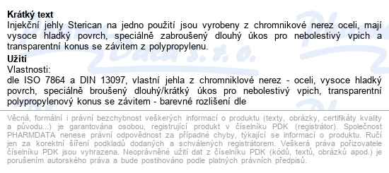 Inj.jehla Sterican 22g/0.7x40mm černá Ster.100ks - popis