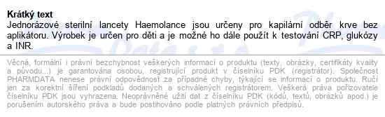 Lancety 2704+/100 Ks Haemolance - Dětské (modré) - popis