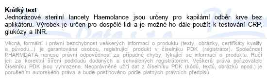 Lancety 2703+haemolance Plus Pro Dosp.zelené 100ks - popis