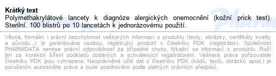 Lancety Stallerpoint 2100 Ster.prick Test10x100 - popis