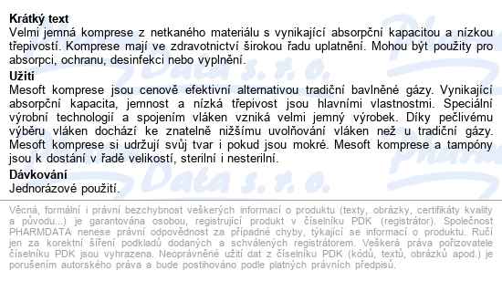 Mesoft 10x10cm, 100 ks, nesterilní kompresy z netkané tex - popis
