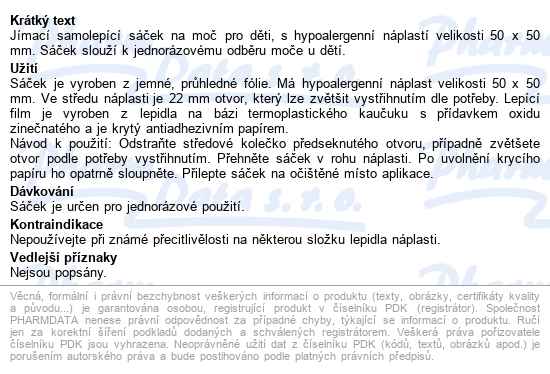 Wesecofix Jímací Samole.sáček Na Moč Pro Děti 50ks - popis