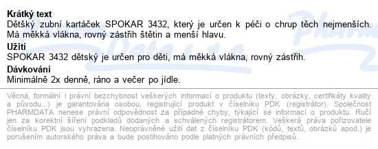 Spokar Zubní Kartáček Dětský 3432 Měkký - popis