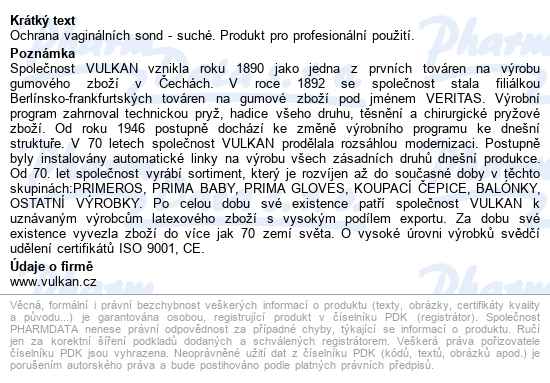 Ochrana Vaginálních Sond Suché 200ks - popis