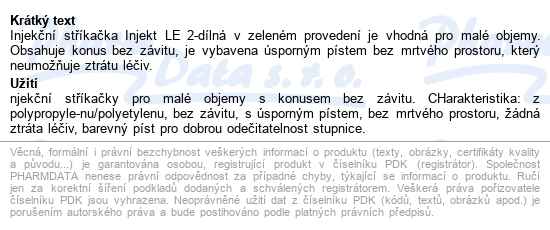Stříkačka Injekt 2-dílná 5ml Le červená Ster.100ks - popis