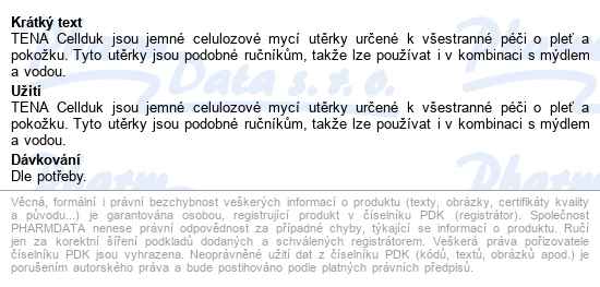 Tena Proskin Cellduk Mycí Utěrka 200ks 744000 - popis