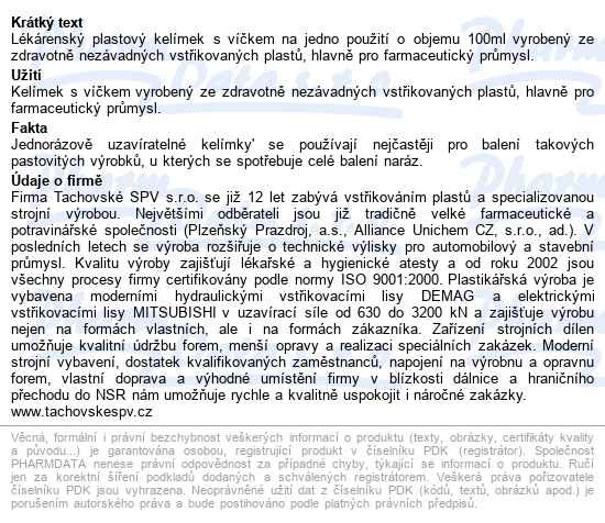 Kelímek 100ml S Víčkem Bílý 50ks - popis