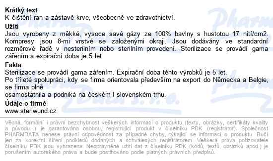 Gáza Hydr.kompr.ster.5x5cm/5ks Steriwund - popis