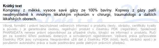 Gáza Hydrofilní Kompresy Nesterilní 10x10cm,8 vrstev,17 nití,100%ba,100ks - popis